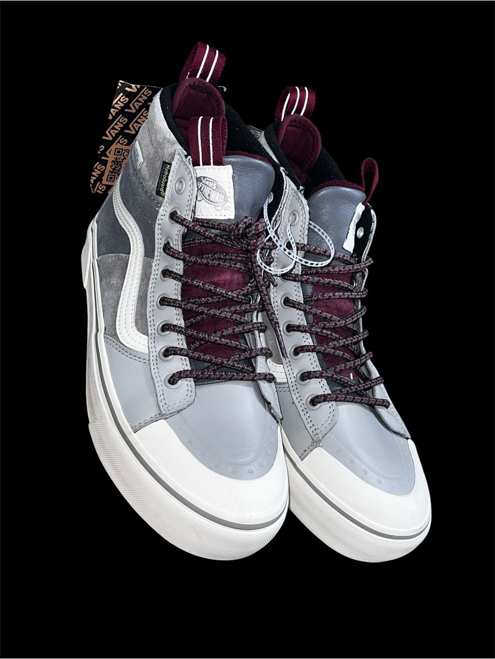 Vans Men's All Track Gray and Burgundy High-Top Sneakers size 8.5 - Picture 3 of 6